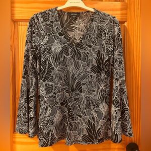 Karen Kane Black and White Floral Blouse
